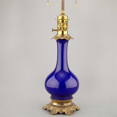 Lot 256 - Chinese Cobalt Glazed Porcelain Vase Mounted...