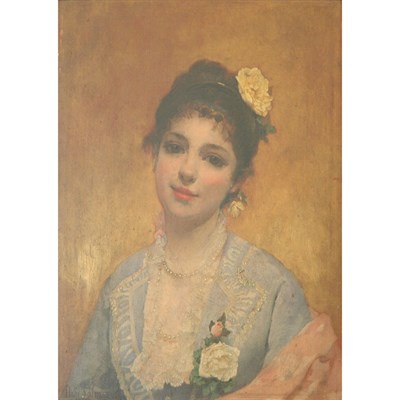 Lot 5 - Hugo Salmson Swedish, 1843-1894 Girl with a...