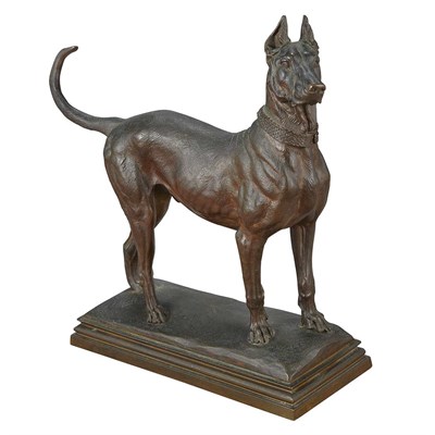 Lot 358 - Bronze Figure of a Doberman Pincer After a...