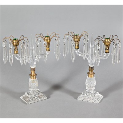 Lot 372 - Pair of French Gilt-Metal and Glass Two-LIght...