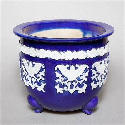 Lot 405 - Chinese Blue Glazed Porcelain Jardiniere...