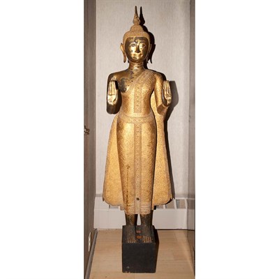 Lot 128 - Burmese Gilt-Bronze Figure of a Standing...