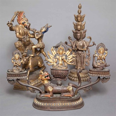 Lot 346 - Group of Three Tibetan Gilt-Bronze Figures of...