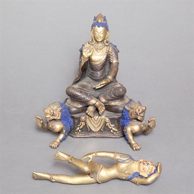 Lot 344 - Tibetan Gilt-Copper Seated Bodhisattva on a...