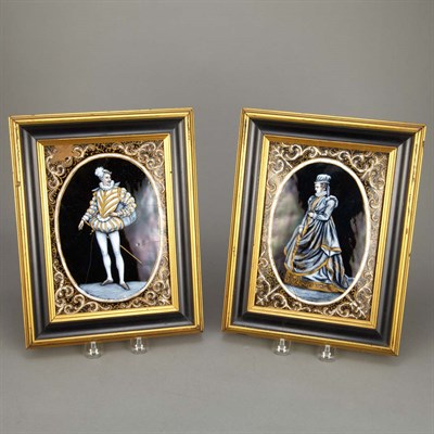 Lot 359 - Pair of Framed Limoges Enameled Copper Plaques...