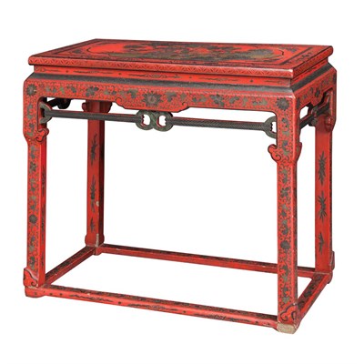 Lot 432 - Chinese Export Red Lacquered Side Table Late...