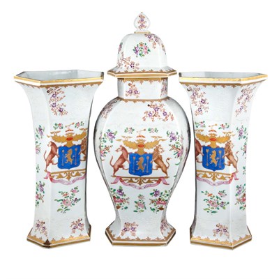 Lot 428 - Samson Gilt Decorated Porcelain Vase Garniture...