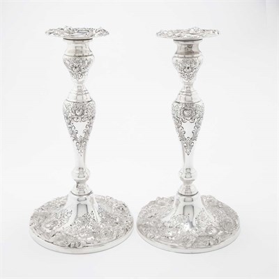 Lot 313 - Pair of Whiting Sterling Silver Candlesticks...