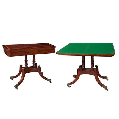 Lot 502 - Pair of Regency Satinwood Banded Mahogany Fold-...