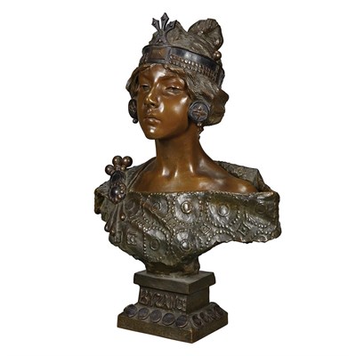 Lot 362 - Bronze Bust of Young Woman Titled Byzance...