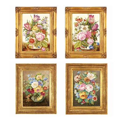 Lot 319 - Two Pairs of English Porcelain Plaques Late...