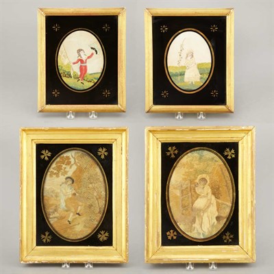 Lot 354 - Two Pairs of Framed English Figural...