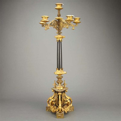 Lot 386 - Restauration Style Gilt and Patinated-Bronze...