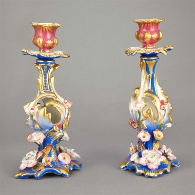 Lot 727 - Pair of Paris Porcelain Candlesticks In the...
