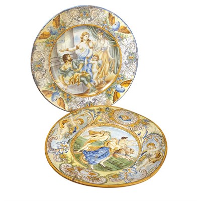 Lot 174 - Associated Pair of Castelli Maiolica Plates...