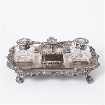 Lot 497 - Sheffield Silver Plated Inkstand Length 14...