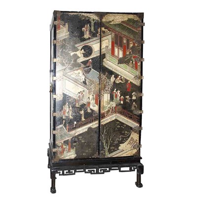 Lot 236 - Chinese Black and Polychrome Decorated...