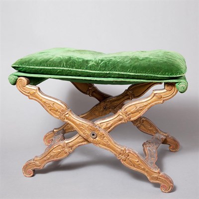 Lot 348 - Louis XIV Style Carved Gilt-Wood Stool Height...