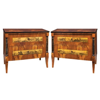Lot 484 - Pair of Biedermeier Part Ebonized Walnut and...