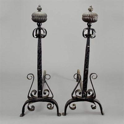 Lot 361 - Pair of Continental Baroque Style Wrought Iron...