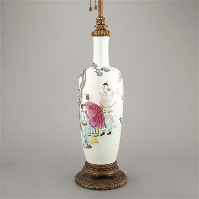 Lot 325 - Chinese Export Famille Verte Porcelain Lamp...