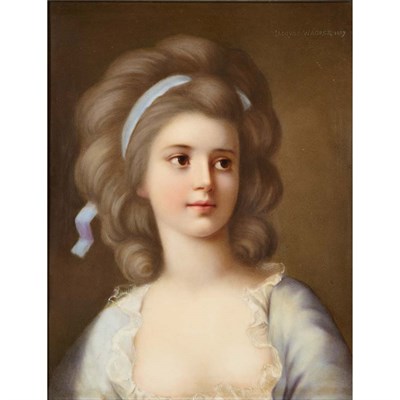 Lot 445 - Framed KPM Painted Porcelain Plaque of...