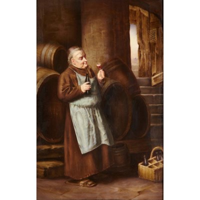 Lot 394 - Framed KPM Painted Porcelain Plaque of a Monk...
