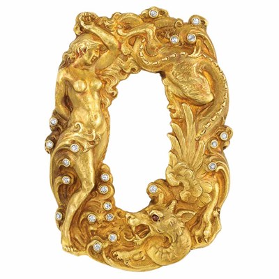 Lot 246 - Art Nouveau Gold and Diamond Brooch, Theodore B. Starr