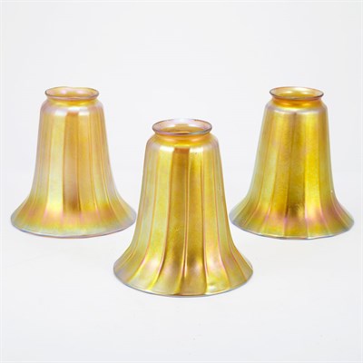 Lot 516 - Set of Six Quezal Art Glass Shades Circa...
