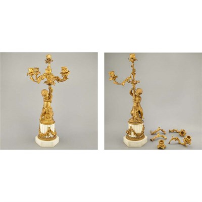 Lot 831 - Pair of Louis XVI Style Gilt-Bronze and Marble...