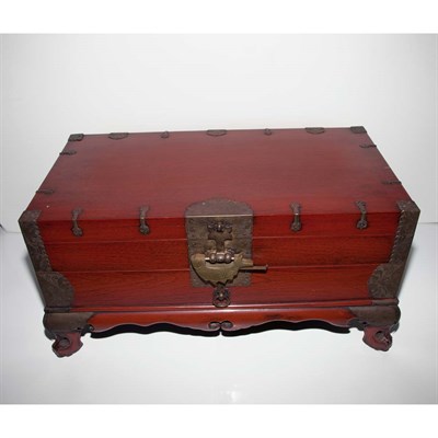 Lot 190A - Chinese Red Painted Box on Stand Height 14...