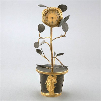 Lot 485 - Empire Gilt and Patinated-Bronze Desk Clock...