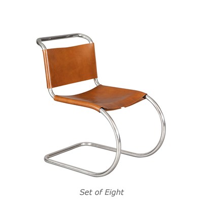 Lot 104 - Set of Eight Leather and Chrome MR Dining...