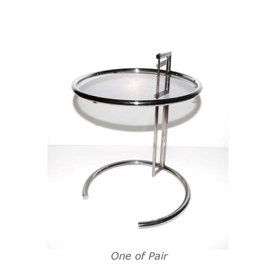 Lot 135 - Pair of Glass Top Chrome Side Tables Designed...