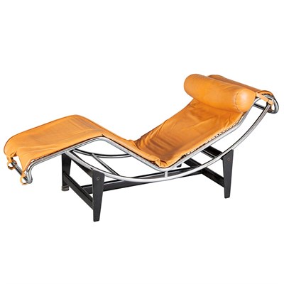 Lot 127 - Leather and Chrome Chaise Longue After a...