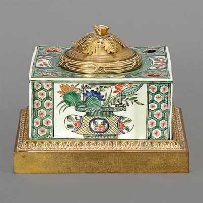 Lot 100 - French Gilt-Bronze Mounted Porcelain Inkstand...