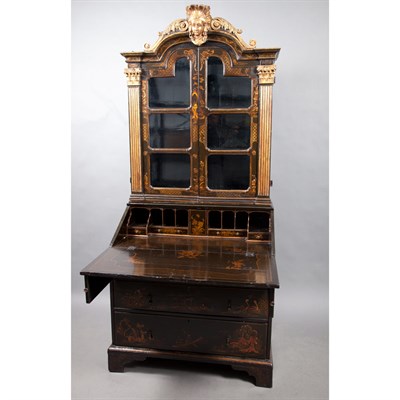 Lot 118 - George I Parcel Gilt Japanned Bureau Bookcase...