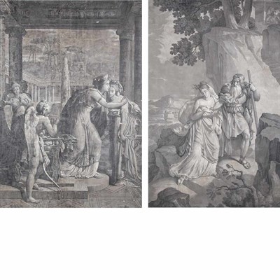 Lot 131 - Pair of French Neoclassical Painted Wallpaper...