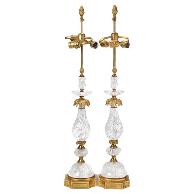 Lot 116 - Pair of Gilt-Metal Mounted Rock Crystal Lamps...