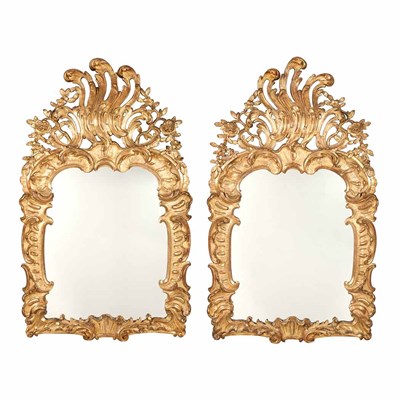 Lot 103 - Pair of Continental Rococo Gilt-Wood Mirrors...