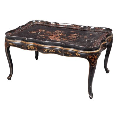 Lot 105 - Chinese Export Black Lacquered Tray on Stand...