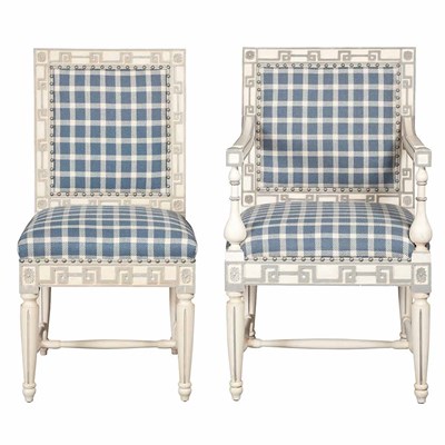 Lot 422 - Set of Twelve Louis XVI Style Painted Dining...