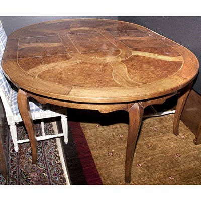 Lot 415 - Continental Burl-Wood Dining Table With five...