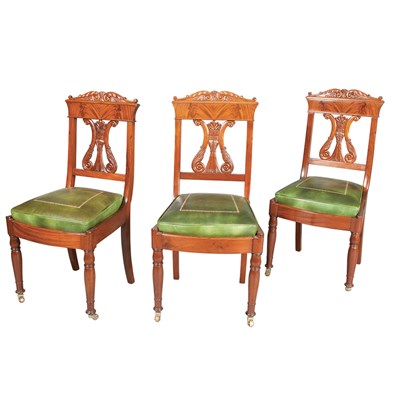 Lot 128 - Set of Ten Restauration Mahogany Dining Chairs...