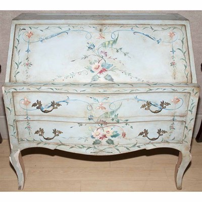 Lot 417 - Italian Provincial Painted Slant-Front Desk...