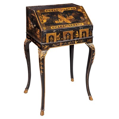 Lot 141 - Chinese Export Black Lacquer Gilt Decorated...