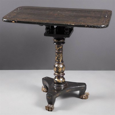 Lot 143 - Chinese Export Parcel Gilt Black Tilt-Top...