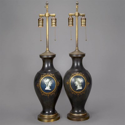 Lot 142 - Pair of Continental Porcelain Vases Each...