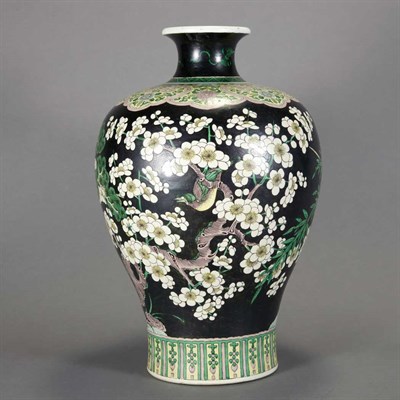 Lot 345 - Chinese Famille Verte Glazed Porcelain Vase...