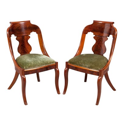Lot 266 - Set of Eight Classical Mahogany Gondole Chairs...